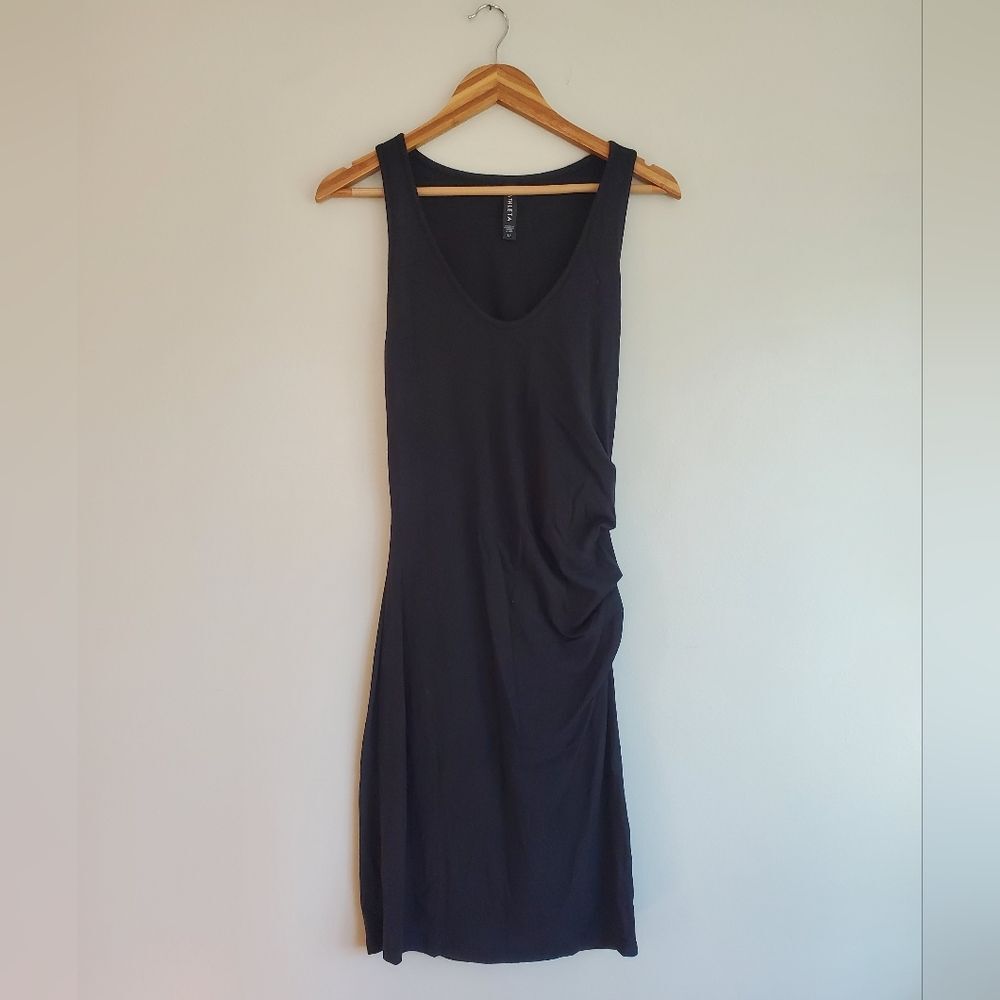 Athleta Della dress scoop neck with side ruching size ST (Small Tall)